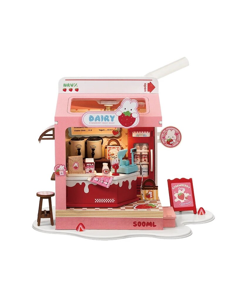 ROBOTIME ROEDS034 ROLIFE FOOD BOX SHOP, STRAWBERRY MILK BOX