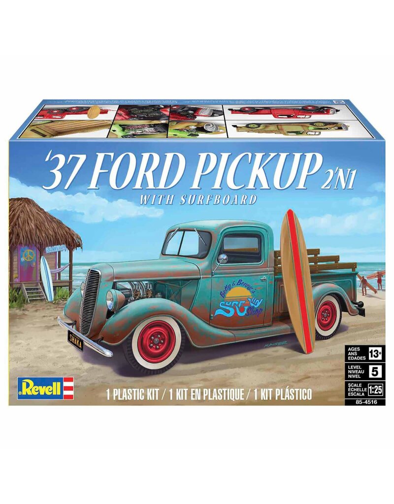 REVELL RMX854516 1/25 1937 FORD PICKUP 2N1 W/ SURFBOARD PLASTIC MODEL KIT