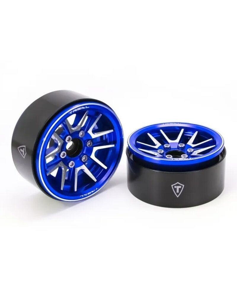TREAL TRLX003JCISKV TYPE L 1.9" V-SPOKE BEADLOCK WHEELS (BLUE) (4)