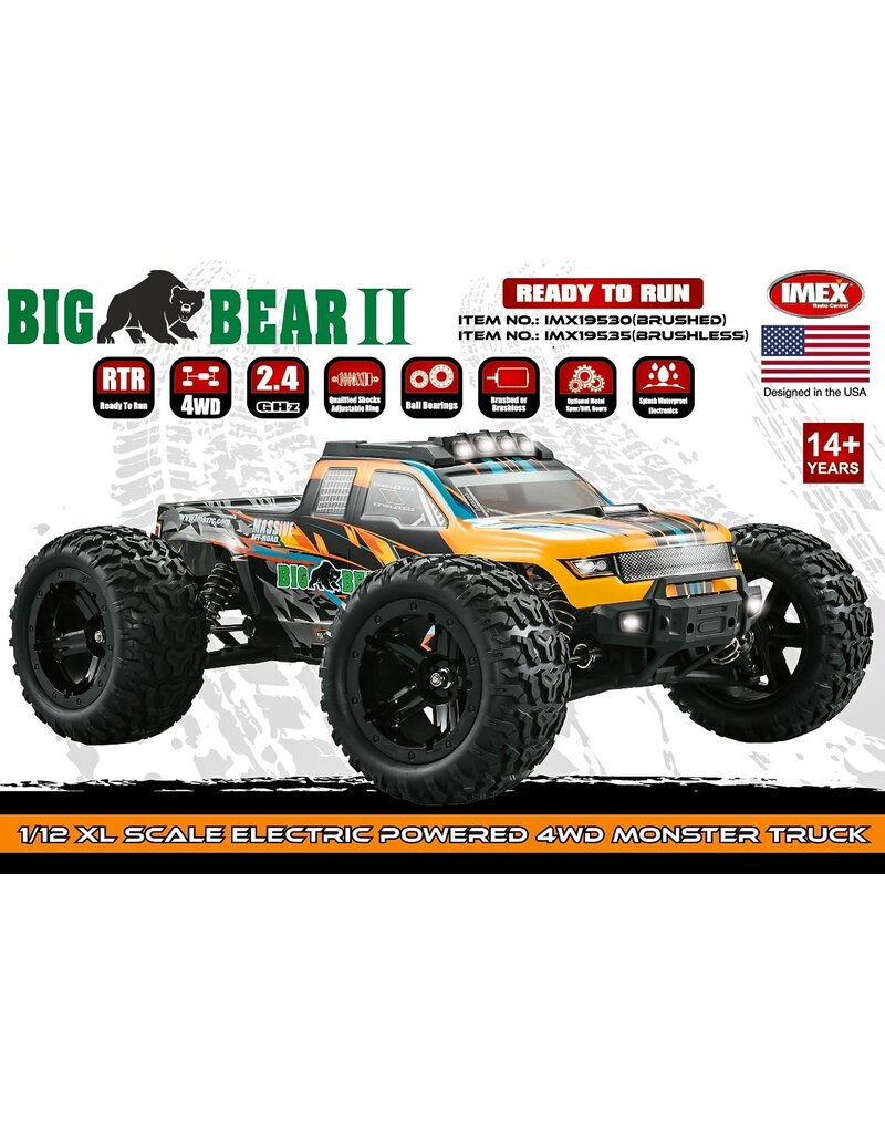 IMEX IMX19535 BIG BEAR 1/12 SCALE BRUSHLESS MONSTER TRUCK RTR ORANGE