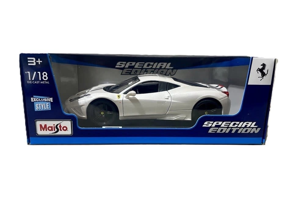 MAISTO 31706 S.E. 1/18 SCALE DIECAST FERRARI 458 SPECIALE: WHITE
