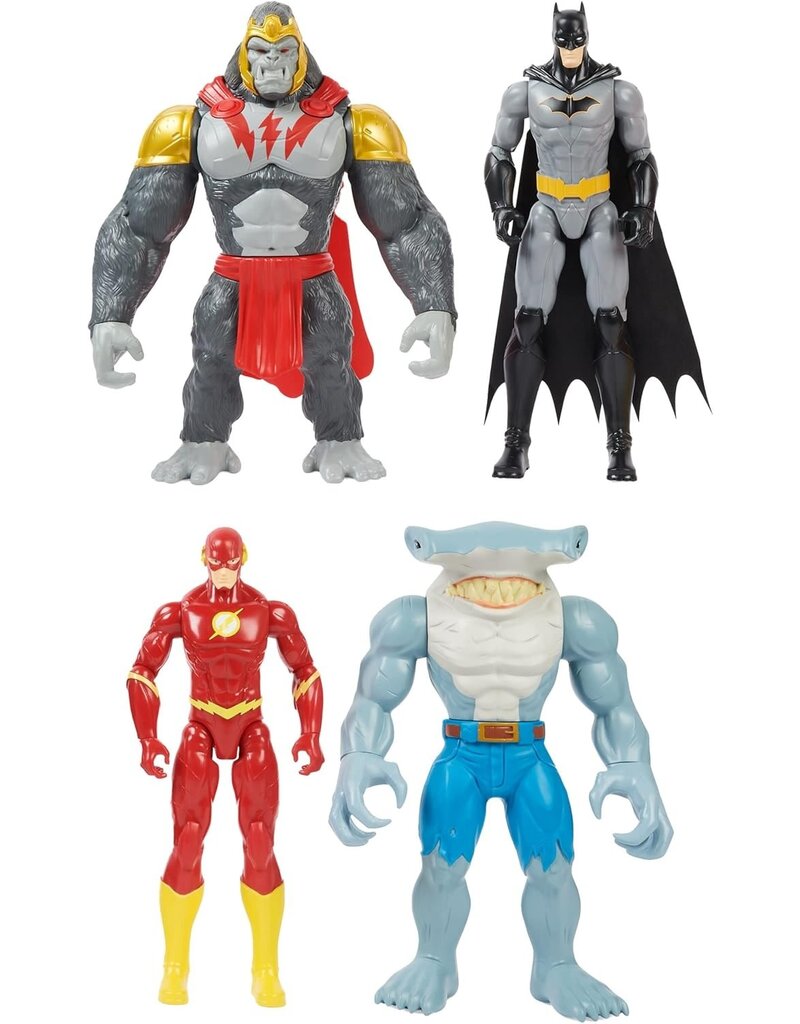 SPIN MASTER SPN6064823/20138198 DC BATMAN & THE FLASH VS GORILLA GRODD & KING SHARK EXCLUSIVE ACTION FIGURE 4-PACK