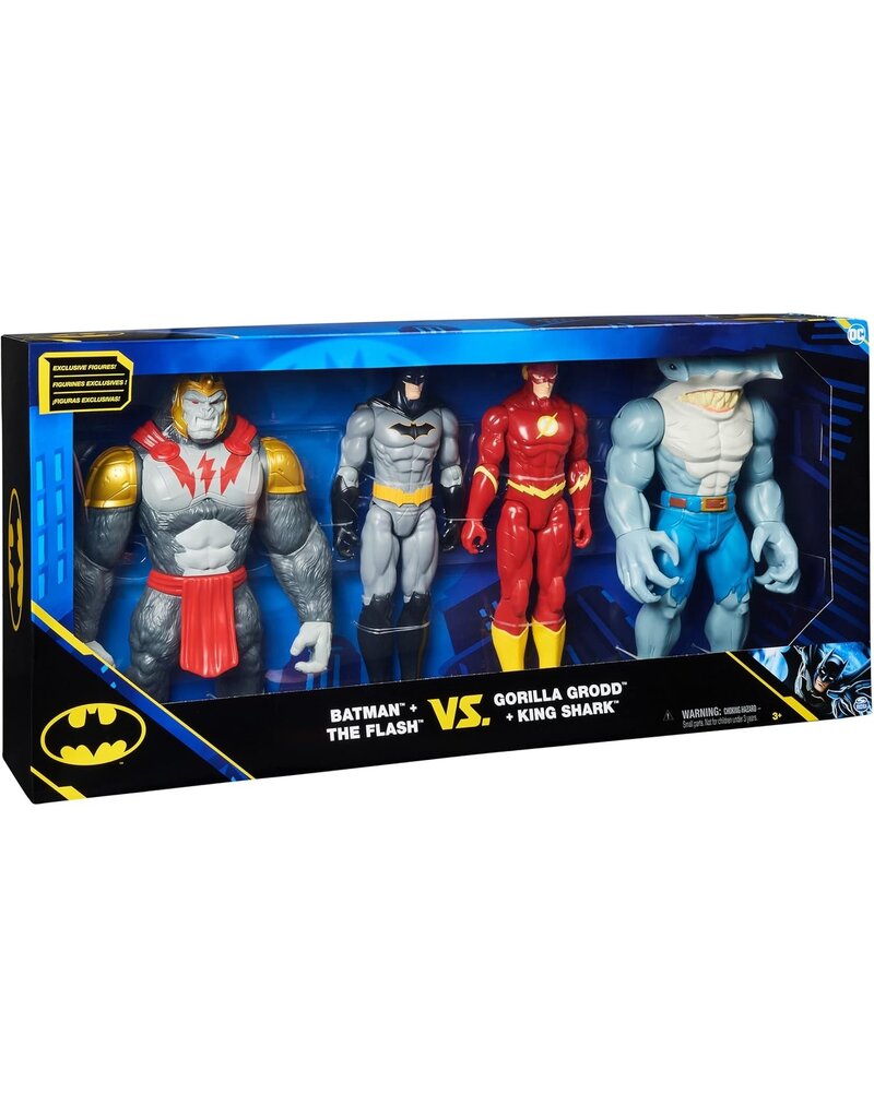 SPIN MASTER SPN6064823/20138198 DC BATMAN & THE FLASH VS GORILLA GRODD & KING SHARK EXCLUSIVE ACTION FIGURE 4-PACK