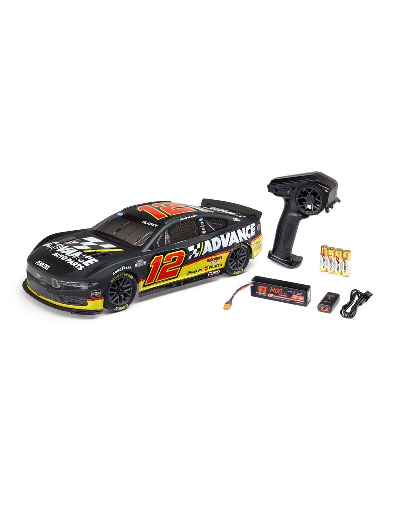 LOSI LOS1122512 1/12 NASCAR RC RACECAR RYAN BLANEY NO. 12 ADVANCE AUTO 2025 FORD MUSTANG 2S AWD RTR BRUSHED ON-ROAD (BATTERY & CHARGER INCLUDED)