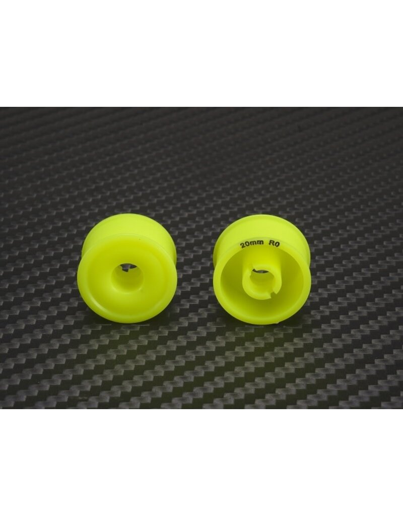PN RACING PN MR2089R0 2WD DELRIN  FORMULA 11X20MM FLANGED REAR WHEELS 0 OFFSET: YELLOW (2)