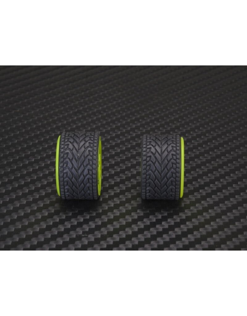 PN RACING PN MR2089R14 2WD DELRIN FORMULA 14X20MM FLANGED REAR WHEELS: YELLOW (2)