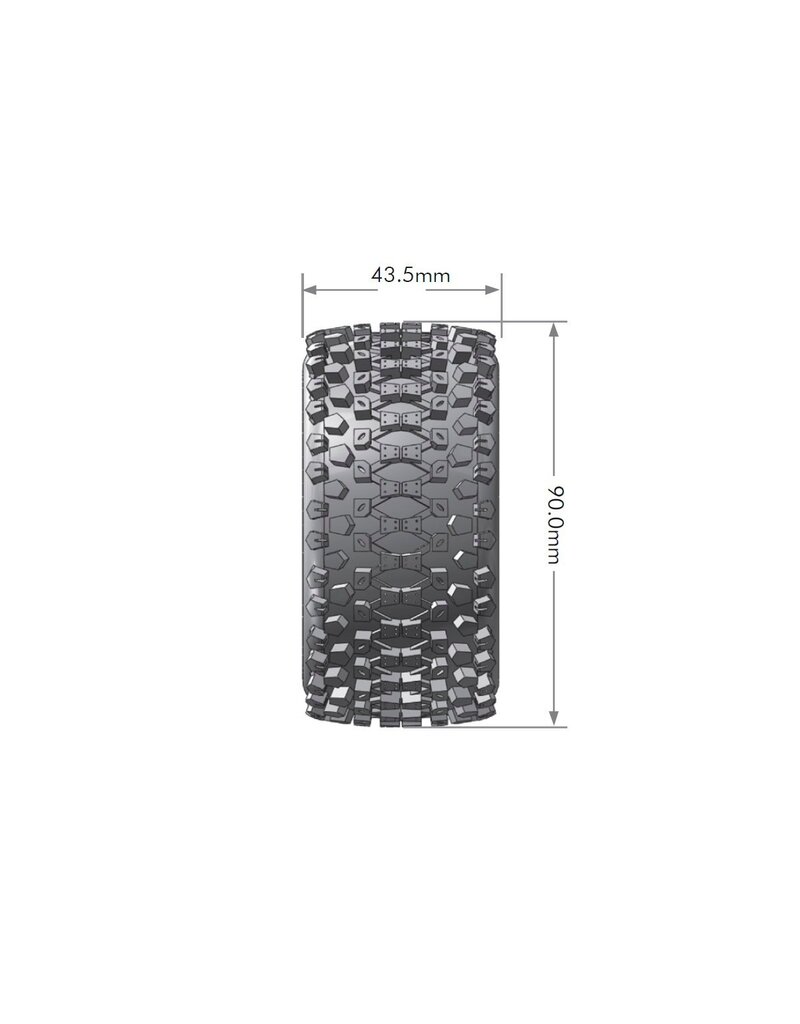 LOUISE LOULT3279SB  ST-UPHILL 1/16 STADIUM TRUCK TIRES, 12MM HEX, SOFT, MOUNTED ON BLACK SPOKE RIM, FRONT/REAR (2)