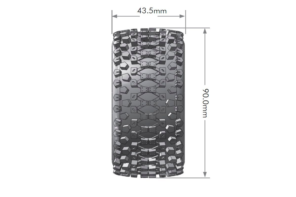 LOULT3279SB ST-UPHILL 1/16 STADIUM TRUCK TIRES, 12MM HEX, SOFT, MOUNTED ON BLACK SPOKE RIM, FRONT/REAR (2)