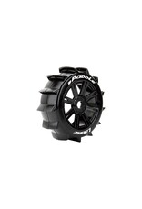 LOUISE LOULT3249SB  B-PADDLE 1/8 OFF-ROAD BUGGY TIRES, 17MM HEX, MOUNTED ON BLACK SPOKE RIM, SOFT, FRONT/REAR (2)