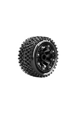 LOUISE LOULT3279SB  ST-UPHILL 1/16 STADIUM TRUCK TIRES, 12MM HEX, SOFT, MOUNTED ON BLACK SPOKE RIM, FRONT/REAR (2)