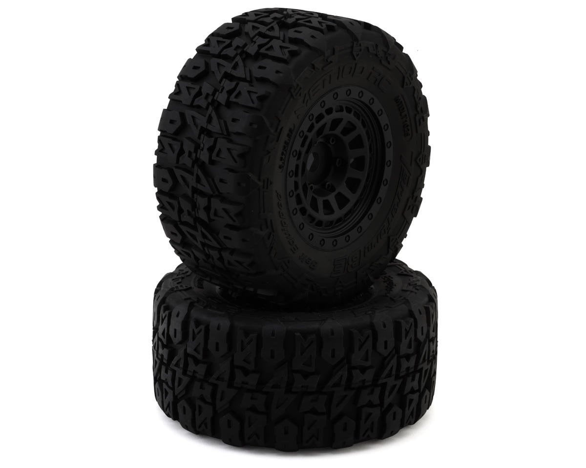 MTD1025V2 TERRAFORM V2 BELTED 1/8 MONSTER TRUCK PRE-MOUNTED TIRES W/17MM HEX & ARRAY WHEELS (BLACK) (2)