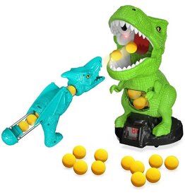 NO BRAND MG4016 DINOSAUR SHOOTING GAME ELECTRONIC SCOREBOARD TWO GUNS DUEL 24 FOAM BULLETS
