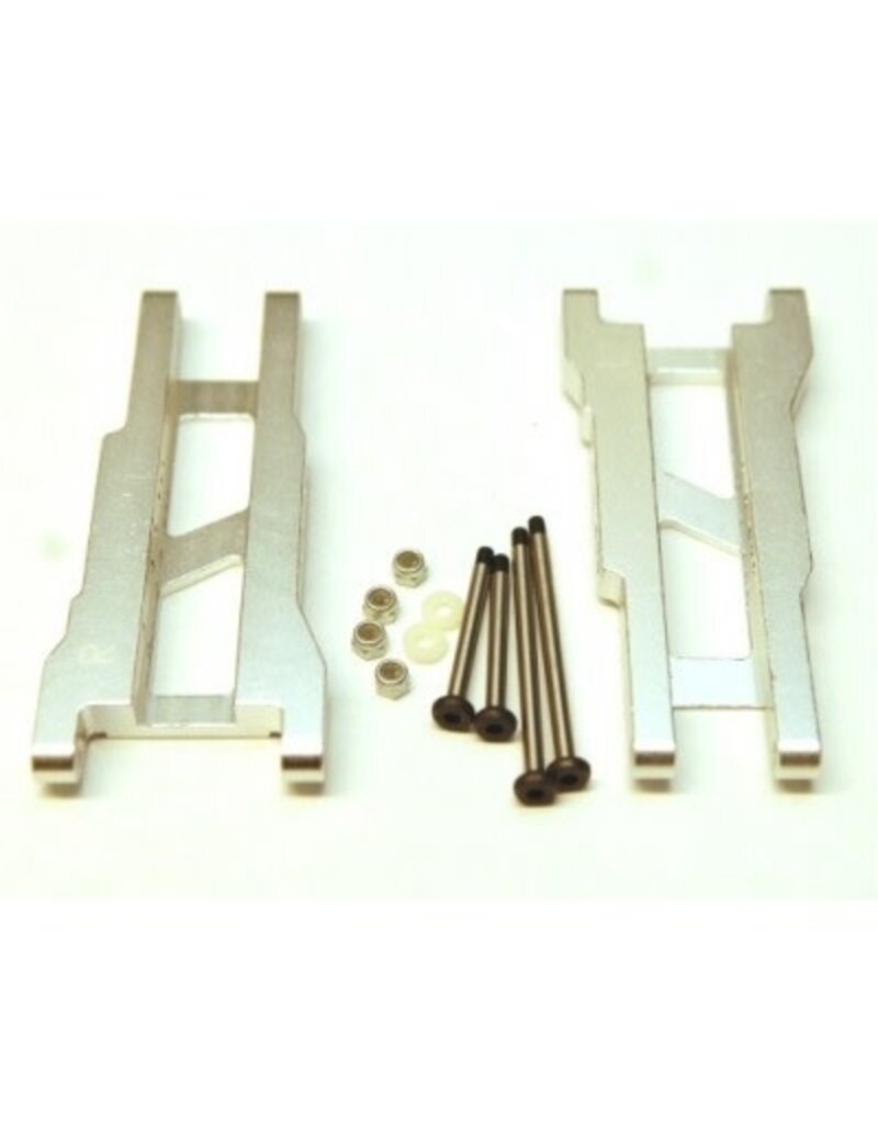 STRC SPTST2555XS ALUMINUM HEAVY DUTY REAR A-ARMS W/ LOCK-NUT HINGE-PINS, SILVER, FOR SLASH 2WD, 1PR