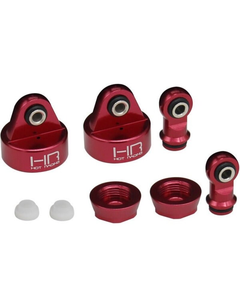 HOT RACING HRATUDR156CA02 TRAXXAS UDR ALUMINUM SHOCK CAPS & ENDS (RED) (2)