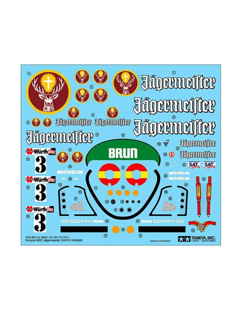 TAMIYA TAM24372 1/24 PORSCHE 962C JAGERMEISTER PLASTIC MODEL KIT