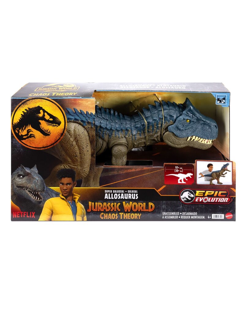 MATTEL MTL HRX53 JURASSIC WORLD SUPER COLOSSAL ALLOSAURAUS CHAOS THEORY ACTION FIGURE 38"