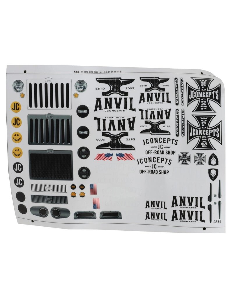 JCONCEPTS JCO0492 ANVIL 1/10 ROCK CRAWLER PRE-TRIMMED BODY (12.3") (CAB ONLY) (CLEAR)