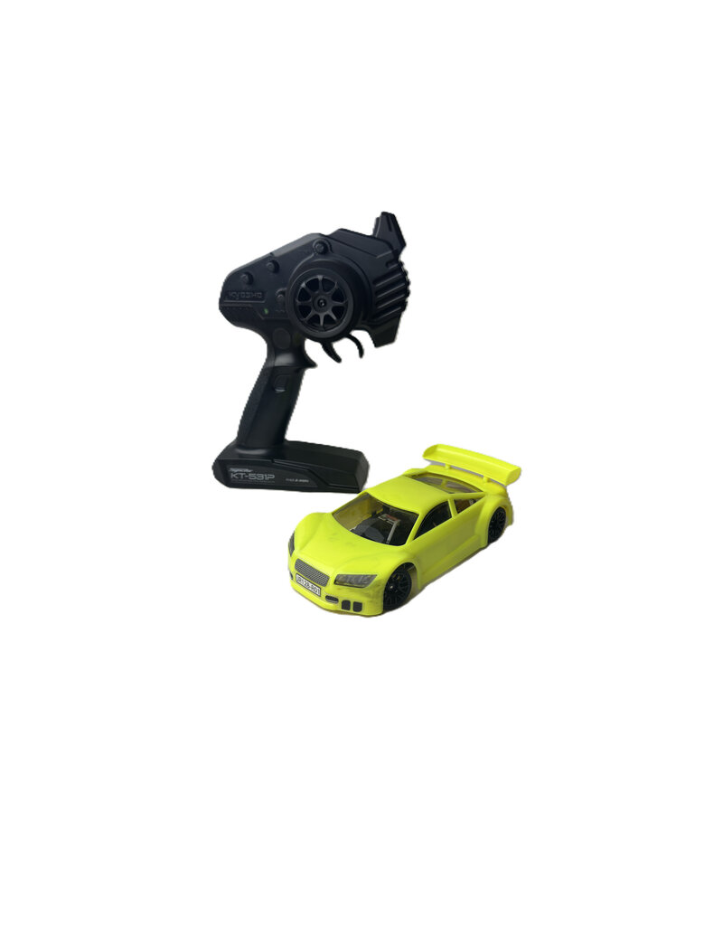 KYOSHO MTU2506009 USED KYOSHO MR-03 BOX STOCK W/ JOMUREMA GT01 BODY: NEON YELLOW