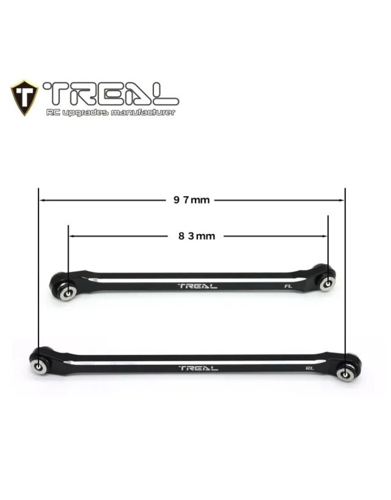 TREAL TRLX003P9SXRV AXIAL UTB18 ALUMINUM LOWER CHASSIS 4-LINK UPGRADE SET (BLACK)