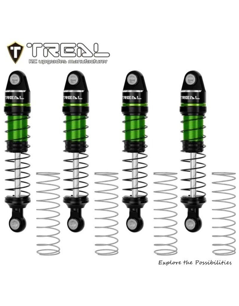 TREAL TRLX004CQY2I5 59MM LONG TRAVEL SHOCK SET FOR TRAXXAS TRX-4M® & TRX-4MT™ (GREEN) (4) (FRONT/REAR)