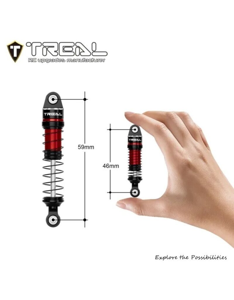 TREAL TRLX004CQY2IP  59MM LONG TRAVEL SHOCK SET FOR TRAXXAS TRX-4M® & TRX-4MT™ (RED) (4) (FRONT/REAR)
