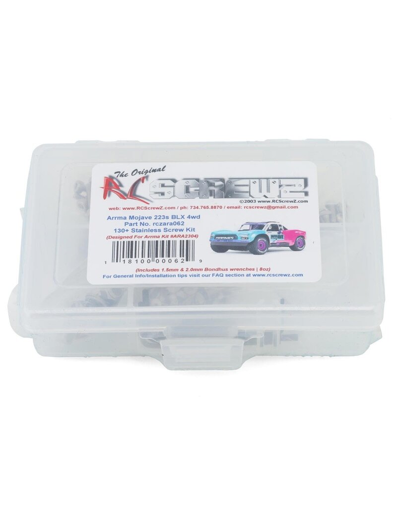 RC SCREWZ RCZARA062 ARRMA® MOJAVE GROM 223S BLX 1/16 DESERT TRUCK STAINLESS STEEL SCREW KIT