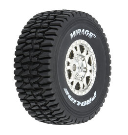 PROLINE RACING PRO1025310 MIRAGE TT F/R TIRES MOUNTED 12MM HEX SATIN SILVER IMPULSE (4) FOR ARRMA MOJAVE GROM