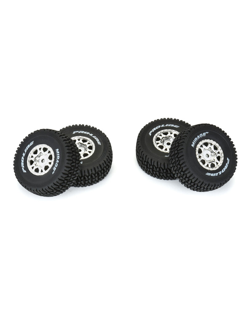 PROLINE RACING PRO1025310 MIRAGE TT F/R TIRES MOUNTED 12MM HEX SATIN SILVER IMPULSE (4) FOR ARRMA MOJAVE GROM