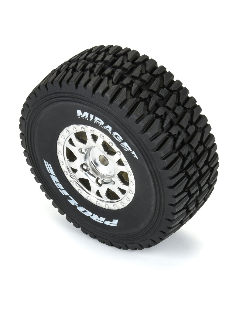 PROLINE RACING PRO1025310 MIRAGE TT F/R TIRES MOUNTED 12MM HEX SATIN SILVER IMPULSE (4) FOR ARRMA MOJAVE GROM