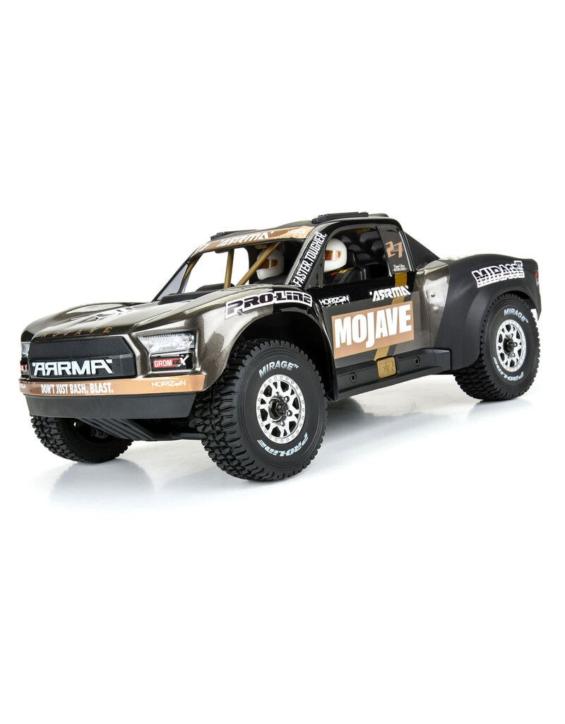 PROLINE RACING PRO1025310 MIRAGE TT F/R TIRES MOUNTED 12MM HEX SATIN SILVER IMPULSE (4) FOR ARRMA MOJAVE GROM