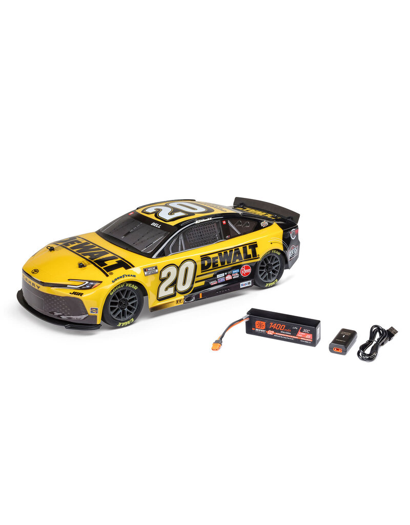 LOSI LOS1122520 1/12 NASCAR RC RACECAR CHRISTOPHER BELL® #20® 2025 DEWALT TOYOTA CAMRY XSE 2S AWD RTR BRUSHED ON-ROAD (BATTERY & CHARGER INCLUDED), YELLOW