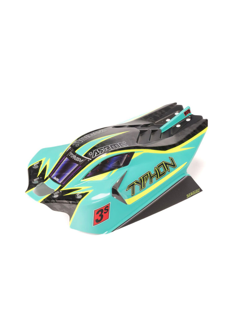 ARRMA ARA406171 TYPHON 4X4 CLIPLESS PAINTED BODY DECALED GREEN