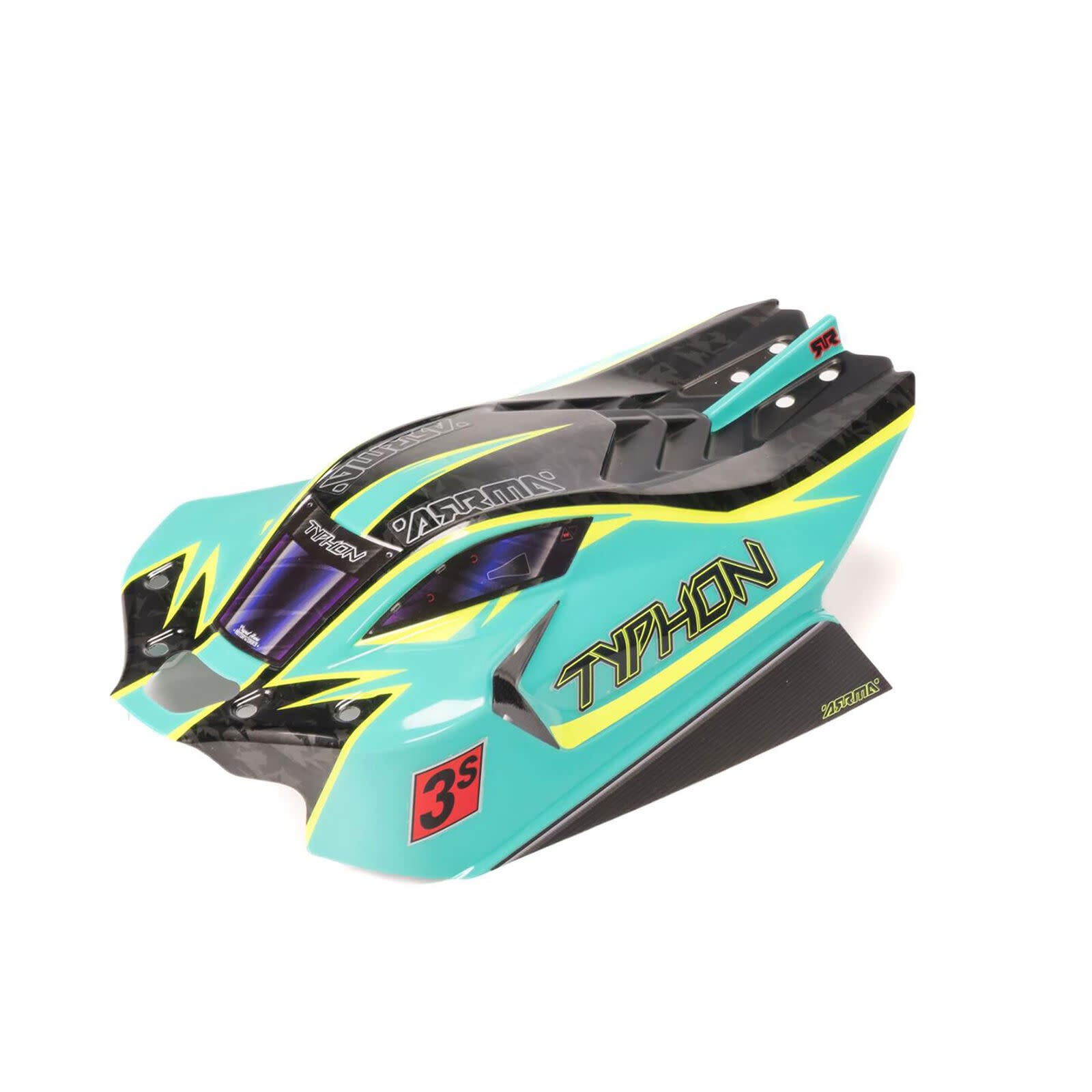 ARA406171 TYPHON 4X4 CLIPLESS PAINTED BODY DECALED GREEN