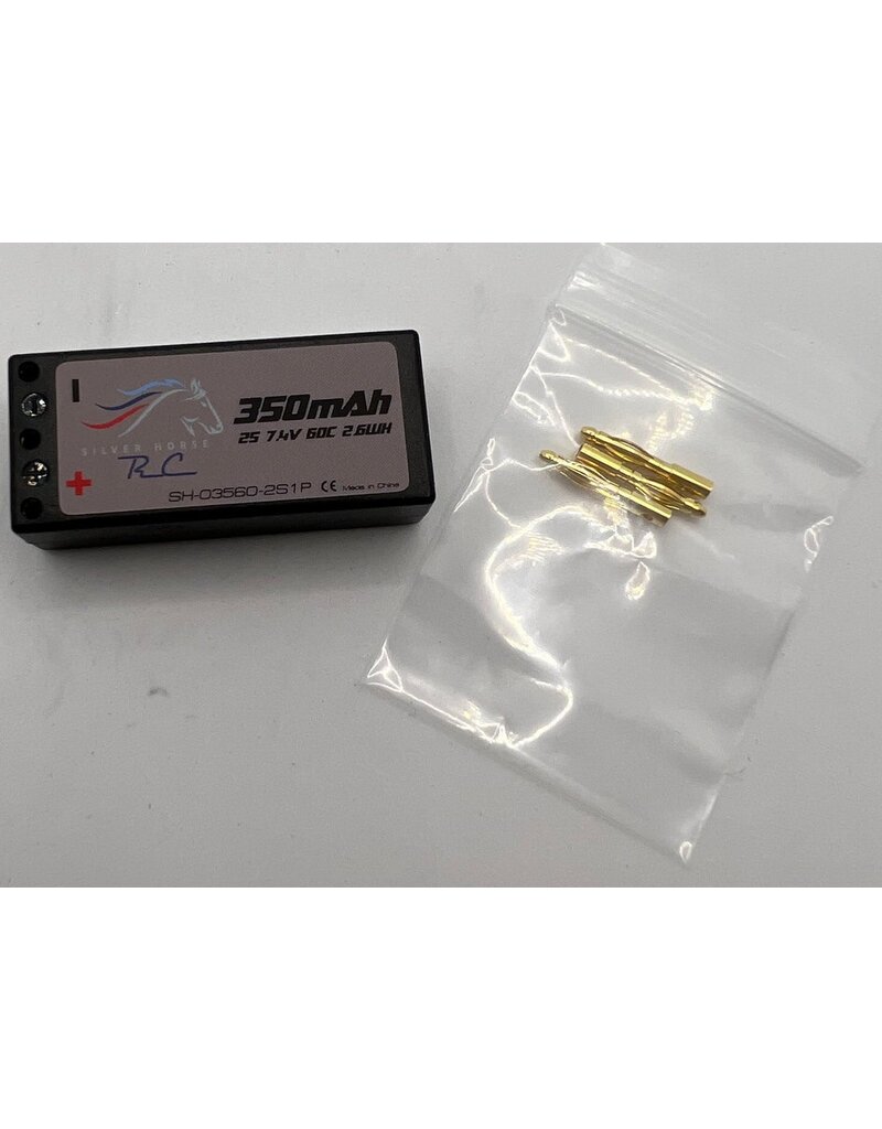 SILVER HORSE SHRC SH0705 2S LIPO 7.4V 350MAH 60C HARDCASE BATTERY: 2MM BULLET