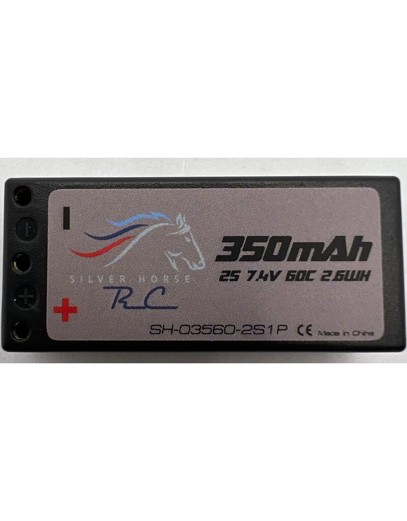 SILVER HORSE SHRC SH0705 2S LIPO 7.4V 350MAH 60C HARDCASE BATTERY: 2MM BULLET