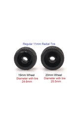 PN RACING PN MR2088R0-19 2WD DELRIN  FORMULA 11X19MM FLANGED REAR WHEELS 0MM OFFSET : BLACK (2)