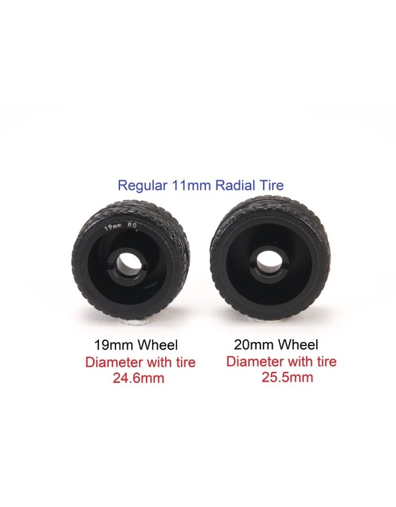 PN RACING PN MR2088R0-19 2WD DELRIN  FORMULA 11X19MM FLANGED REAR WHEELS 0MM OFFSET : BLACK (2)
