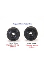 PN RACING PN MR2088R0-19 2WD DELRIN  FORMULA 11X19MM FLANGED REAR WHEELS 0MM OFFSET : BLACK (2)
