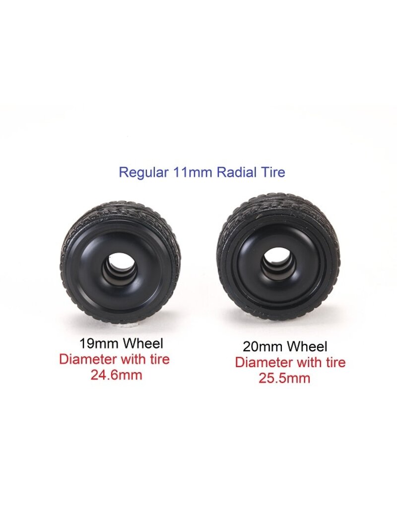PN RACING PN MR2088R0-19 2WD DELRIN  FORMULA 11X19MM FLANGED REAR WHEELS 0MM OFFSET : BLACK (2)