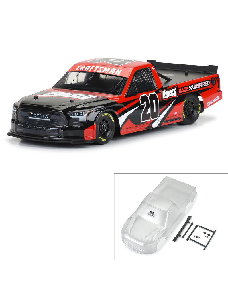 PROLINE RACING PRO365500 PRE-CUT 2024 TOYOTA TUNDRA NASCAR TRUCK SERIES CLEAR BODY FOR LOSI NASCAR RACECAR