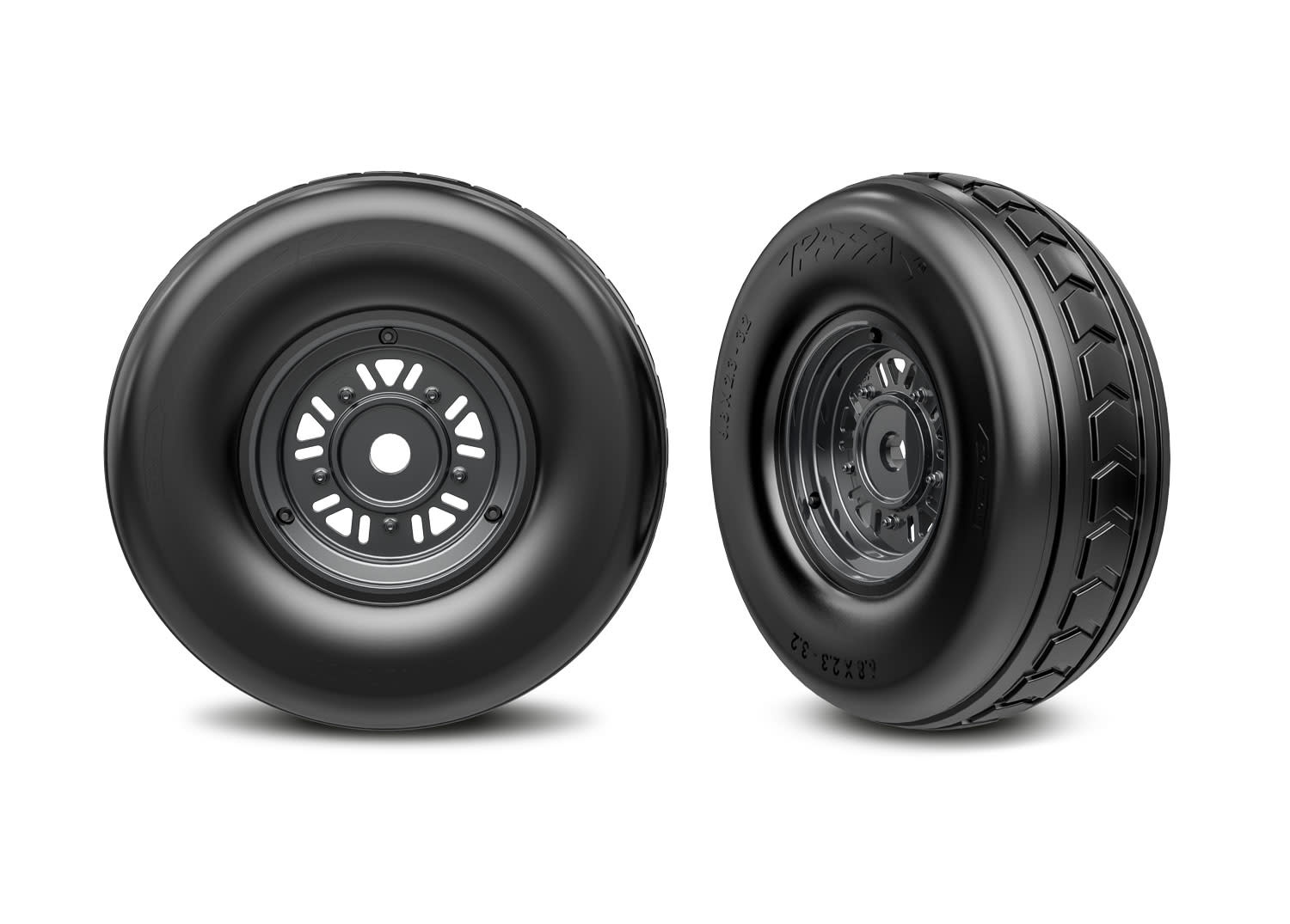 TRA0972-BLKC T&W BLK CHRM WHL RIBBED TIRE