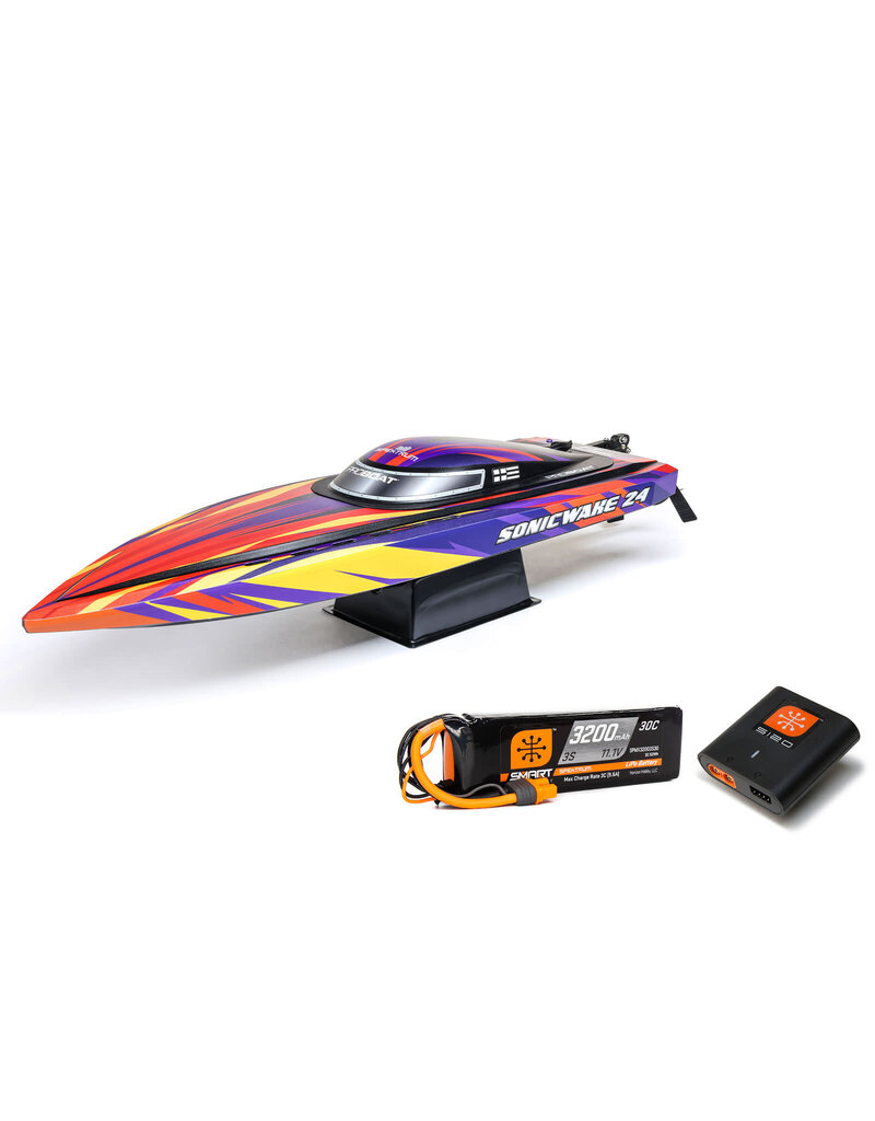 PROBOAT PRB-1992T1 SONICWAKE 24" SELF-RIGHTING BRUSHLESS DEEP-V RTR (BATTERY & CHARGER INCLUDED), RED