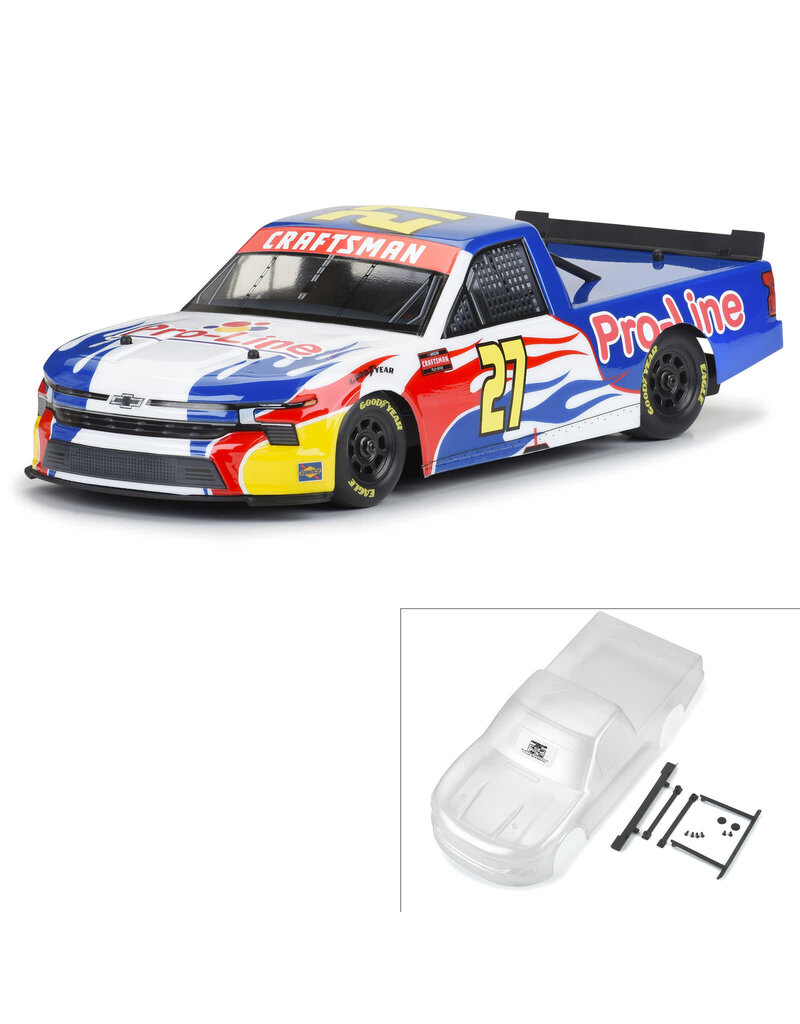 PROLINE RACING PRO365300 PRE-CUT 2024 CHEVROLET SILVERADO NASCAR TRUCK SERIES CLEAR BODY FOR LOSI NASCAR RACE CAR