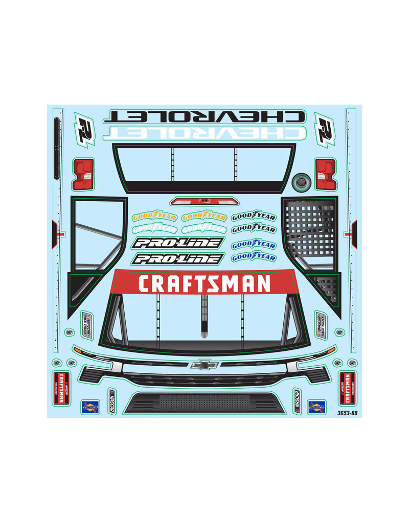 PROLINE RACING PRO365300 PRE-CUT 2024 CHEVROLET SILVERADO NASCAR TRUCK SERIES CLEAR BODY FOR LOSI NASCAR RACE CAR