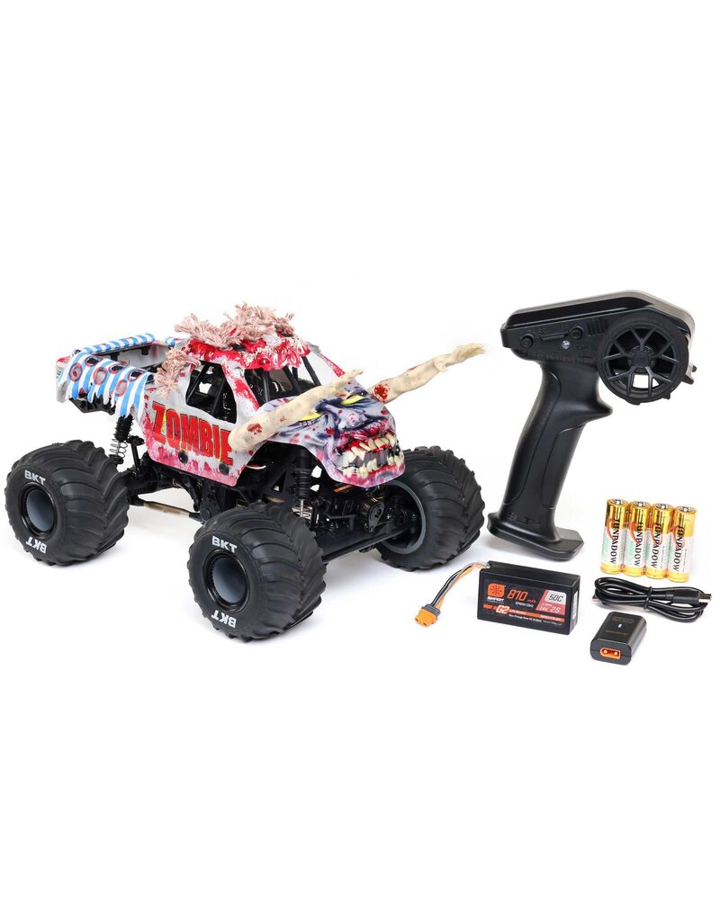 LOSI LOS01026T4 1/18 MINI LMT ZOMBIE 2S 4X4 RTR BRUSHED MONSTER TRUCK (BATTERY & CHARGER INCLUDED), RED