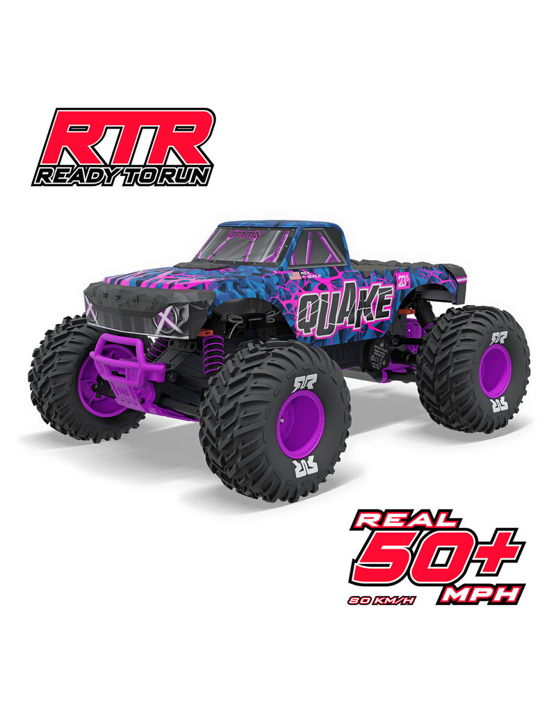 ARRMA ARA3537T3 1/10 QUAKE 223S 2WD RTR BRUSHLESS MONSTER TRUCK, PURPLE