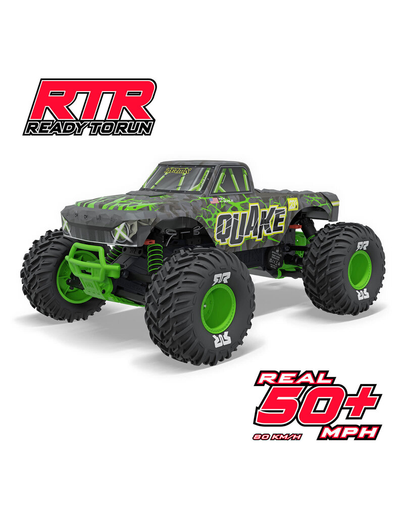 ARRMA ARA3537T2 1/10 QUAKE 223S 2WD RTR BRUSHLESS MONSTER TRUCK, GREEN