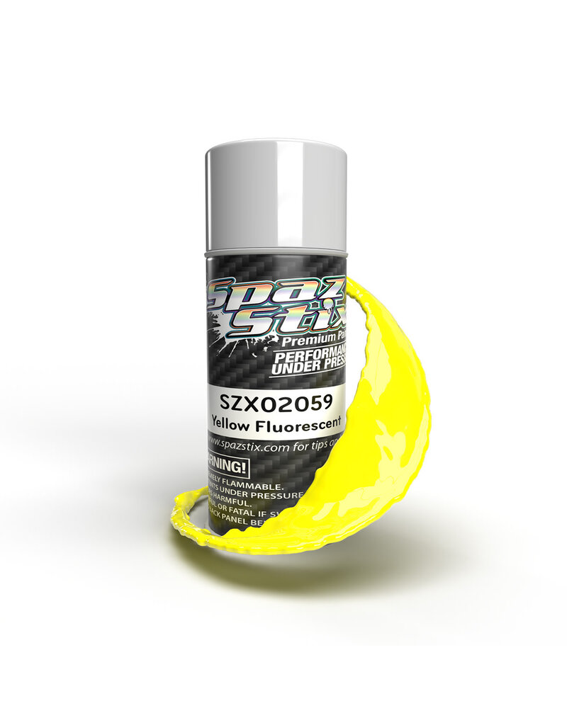 SPAZ STIX SZX02059 YELLOW FLUORESCENT AEROSOL PAINT, 3.5OZ CAN