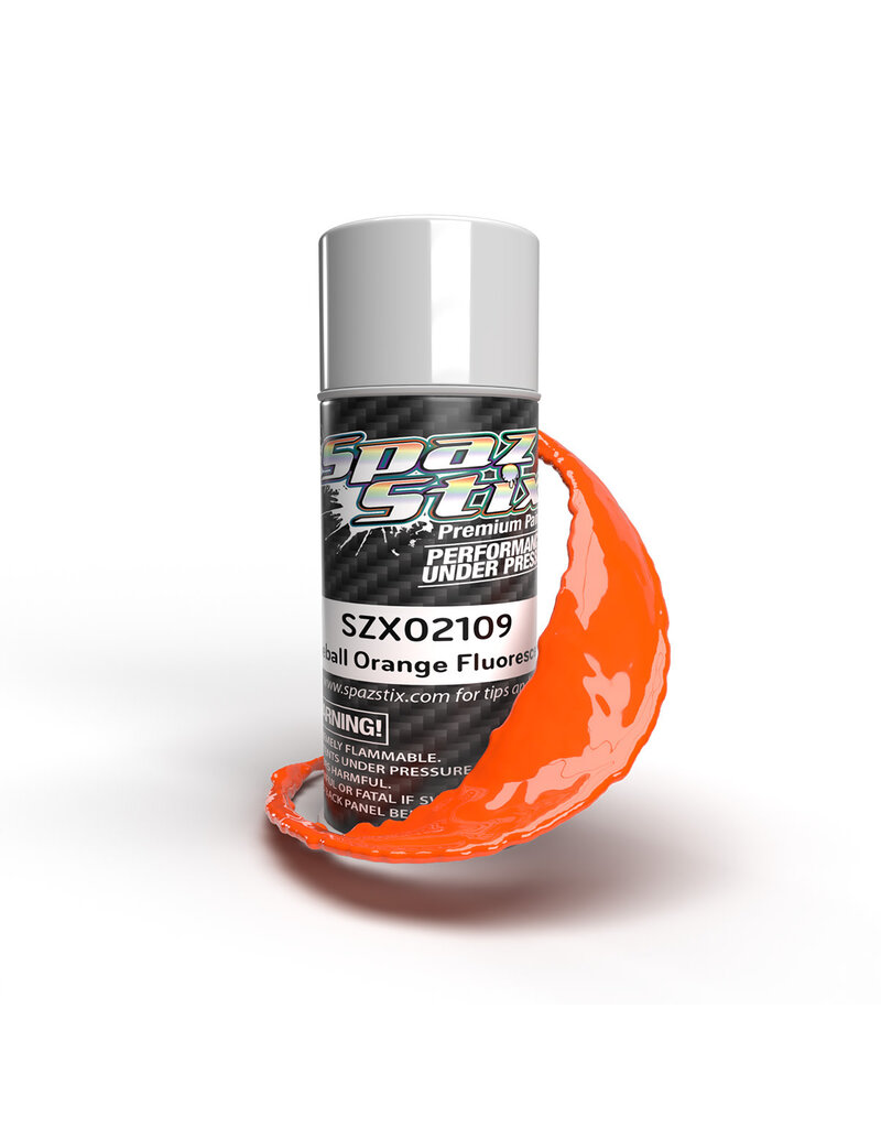 SPAZ STIX SZX02109 FIREBALL ORANGE FLUORESCENT AEROSOL PAINT, 3.5OZ CAN