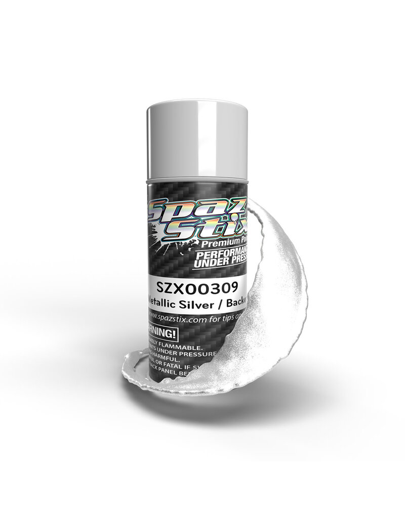 SPAZ STIX SZX00309 METALLIC SILVER/CANDY BACKER AEROSOL PAINT, 3.5OZ CAN